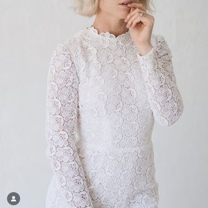 Vintage boho floral lace wedding dress